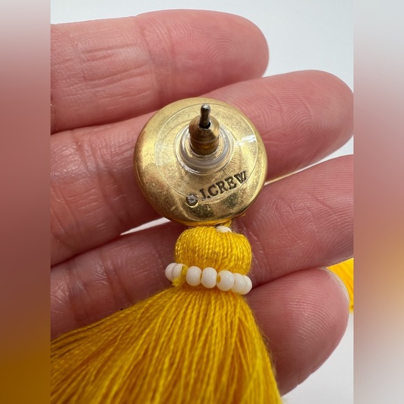 NWT! J. Crew Yellow Beaded Tassel Stud Earrings and Dust Bag - Picture 6 of 10